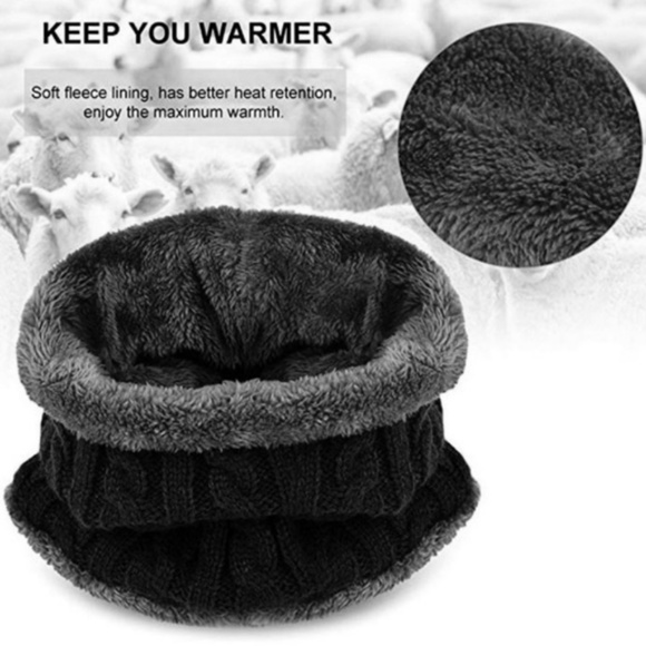 Matching Beanie & Scarf Set Burgundy Red & Blue - Picture 5 of 6